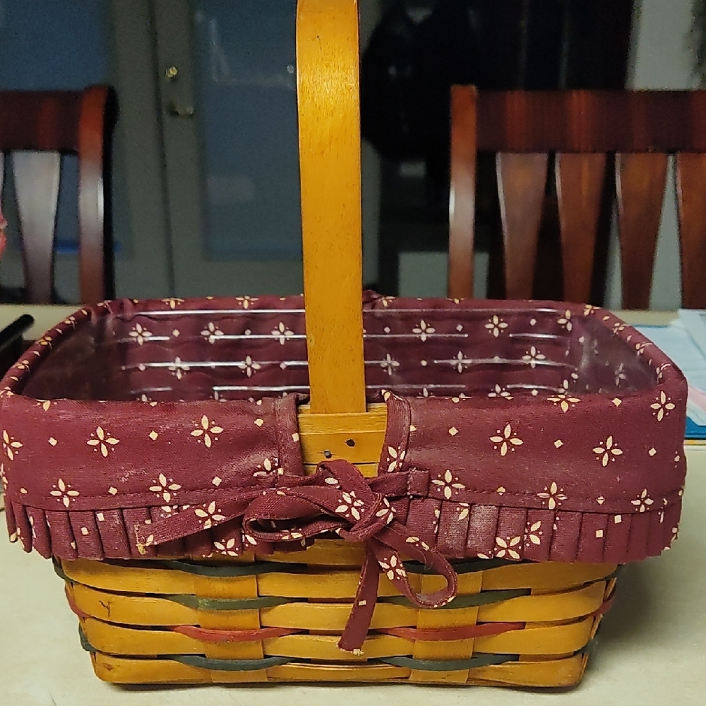 Handcrafted Woven Basket with Burgundy Lining